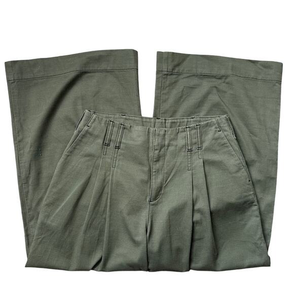 Chico’s Sample Pleated Twill Wide Leg Ankle Trousers Olive Size 8 - Picture 7 of 10